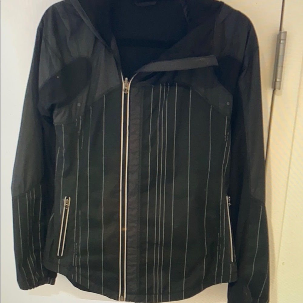 Lululemon black and white striped jacket.